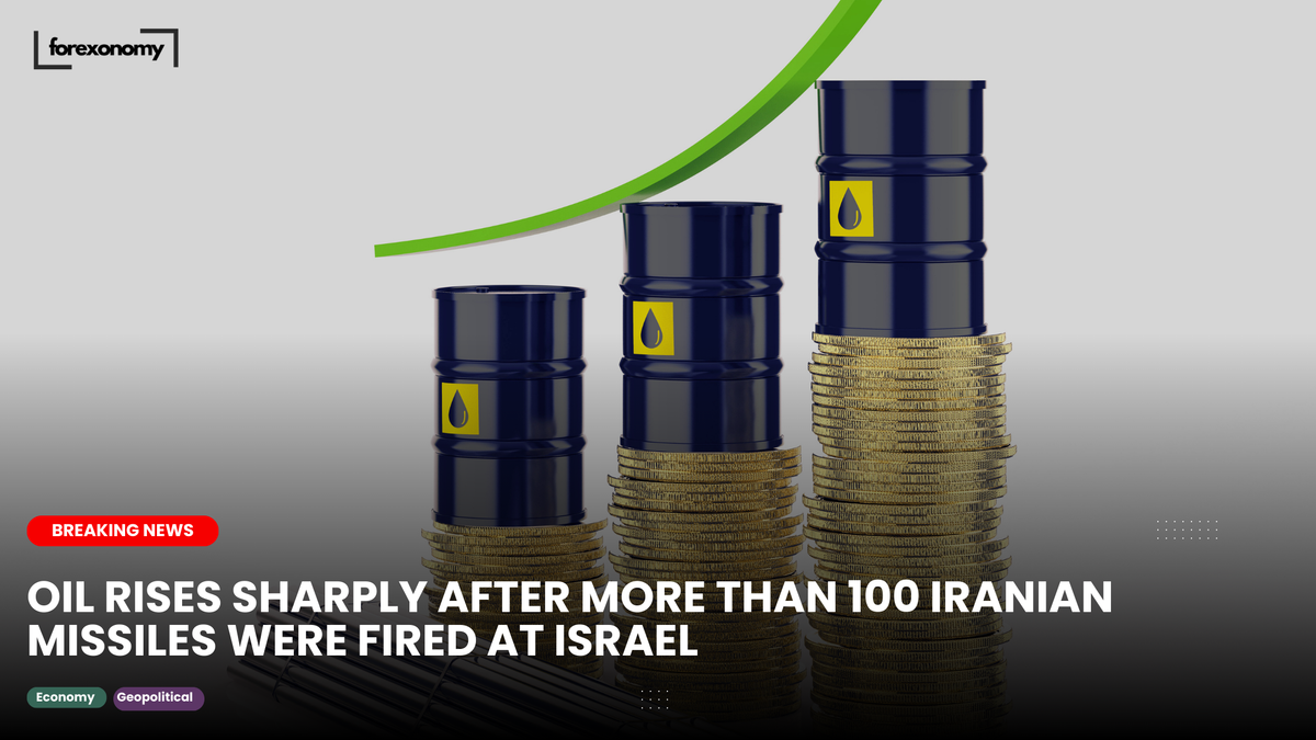 OIL RISES SHARPLY AFTER MORE THAN 100 IRANIAN MISSILES WERE FIRED AT ISRAEL