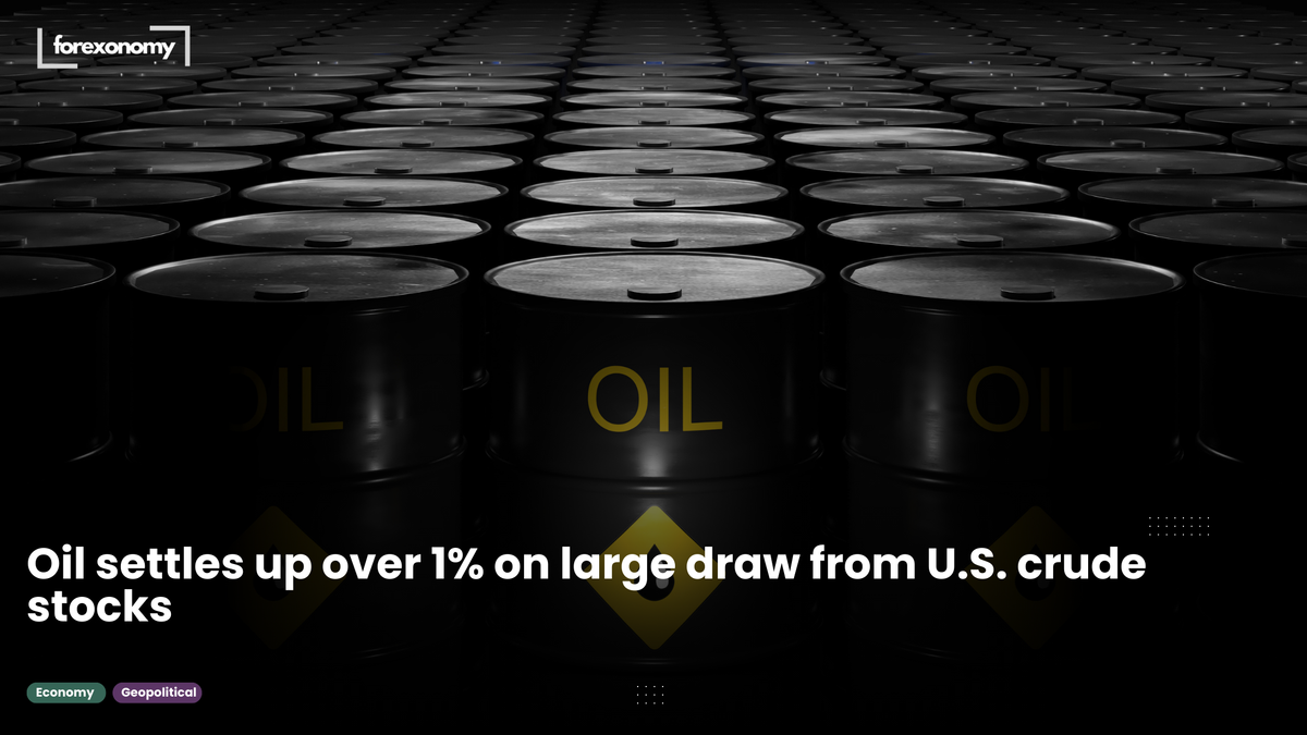 Oil settles up over 1% on large draw from U.S. crude stocks