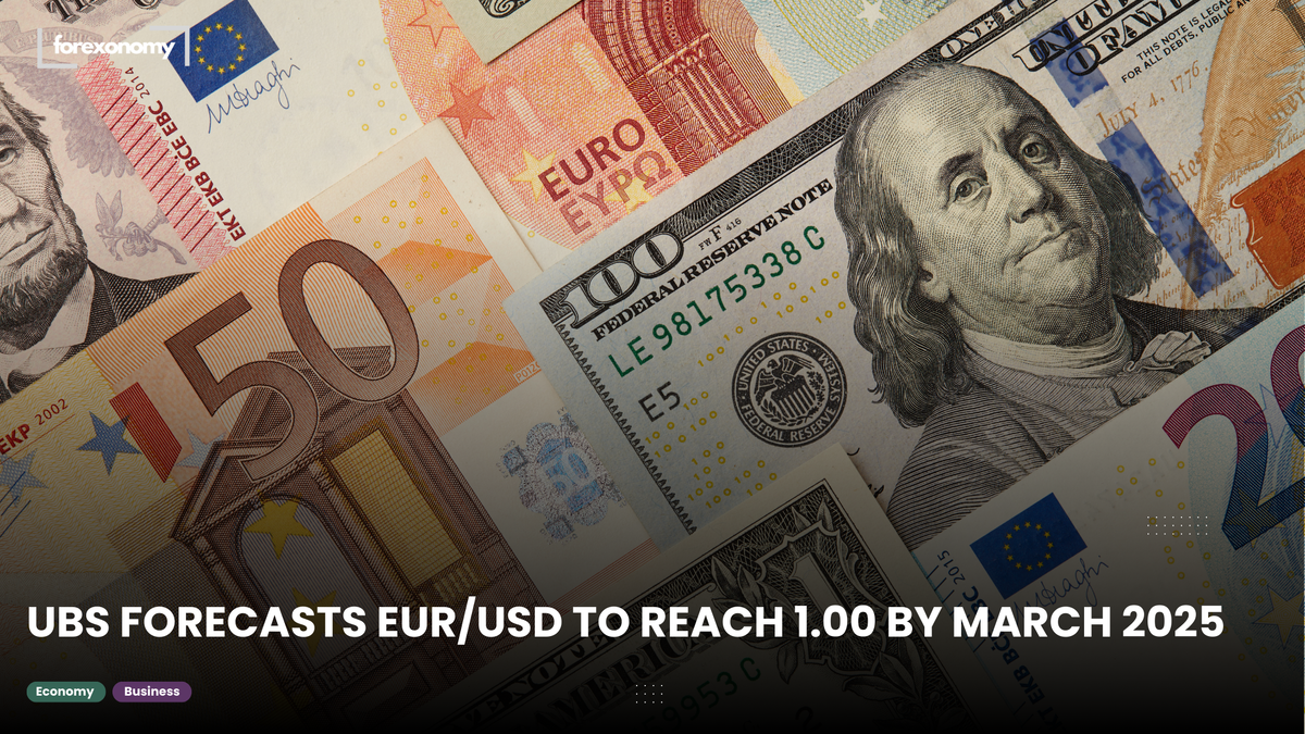 UBS FORECASTS EUR/USD TO REACH 1.00 BY MARCH 2025