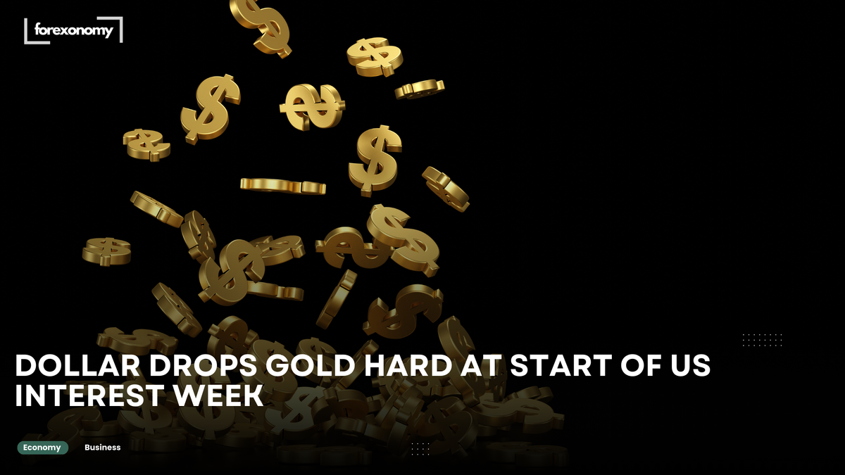 DOLLAR DROPS GOLD HARD AT START OF US INTEREST WEEK