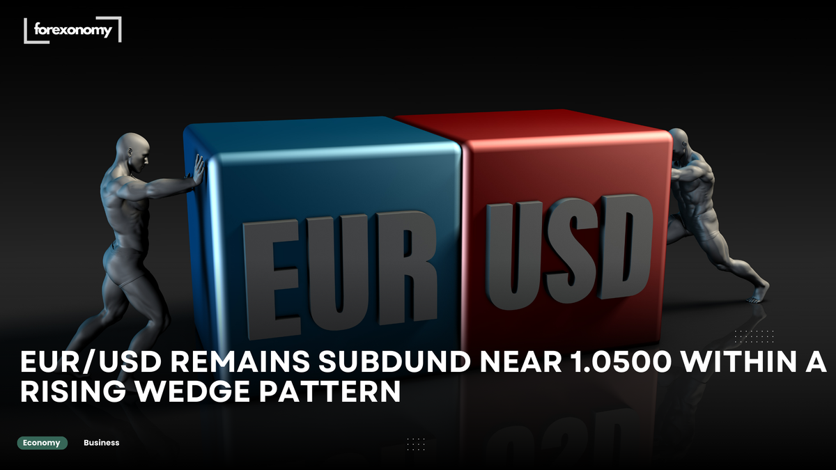 EUR/USD REMAINS SUBDUND NEAR 1.0500 WITHIN A RISING WEDGE PATTERN