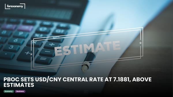 PBOC SETS USD/CNY CENTRAL RATE AT 7.1881, ABOVE ESTIMATES